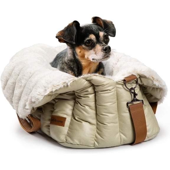 ClevaHome Small Dog Car Seat & Travel Carrier & Pet Bed, Soft Fleece Interior for Dogs up to 10lbs, Stylish Pet Travel Tote for Indoor and Outdoor Use