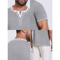 thumbnail image 7 of DARING DIVA Men's Henley V-Neck Colorblock Button Down Short Sleeve T-Shirt M Light Gray, 7 of 7