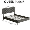thumbnail image 3 of 4 Ever Winner Queen Size Bed Frame, Upholstered Platform Bed with Headboard, Button Tufted Headboard, Gray, 3 of 7