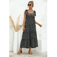 thumbnail image 2 of Tie Shoulder Round Neck Printed Tiered Dress Above Ankle Length, 2 of 3