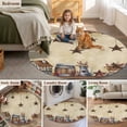 thumbnail image 6 of Round Area Rug 8ft,Country Star Farm House Barrel Washable Carpet Non-Slip Runner Accent Rugs Indoor Floor Mat for Bedroom Living Room Decor,Berry Retro Wooden, 6 of 9