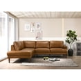 thumbnail image 2 of Allora Mid-Century L-Shaped Genuine Leather Left-Facing Sectional in Tan, 2 of 5