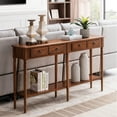 thumbnail image 5 of Leick Home Coastal Notions Solid Wood Console Table with Shelf, Pecan, 5 of 20