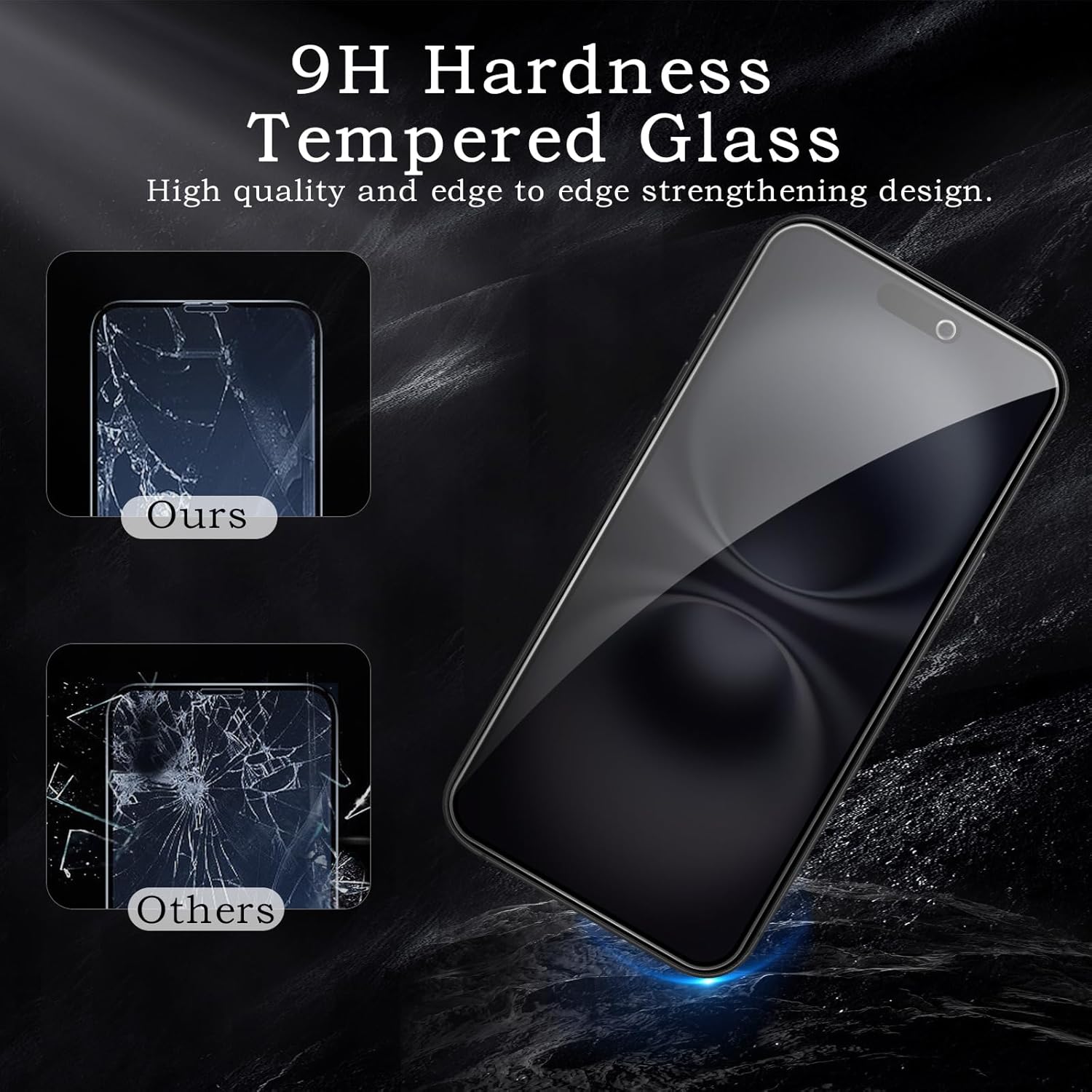 NEOYFC for Screen Protector for iPhone 17, Shatterproof Tempered Glass Accessories, Anti Spy Tempered Glass Film, Case Friendly Ultra Resistant 9H Hardness Anti-Glare HD Black -3 Pack