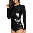 thumbnail image 1 of BeautyIn Women's UV Sun Protection Rash Guard Long Sleeve Swimwear Top Black Colors, 1 of 5