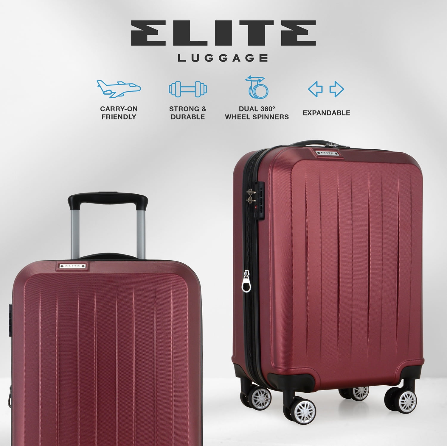 Elite Luggage Dori Hardside Expandable Carry-On Spinner Luggage, Silver, 21" Carry-on