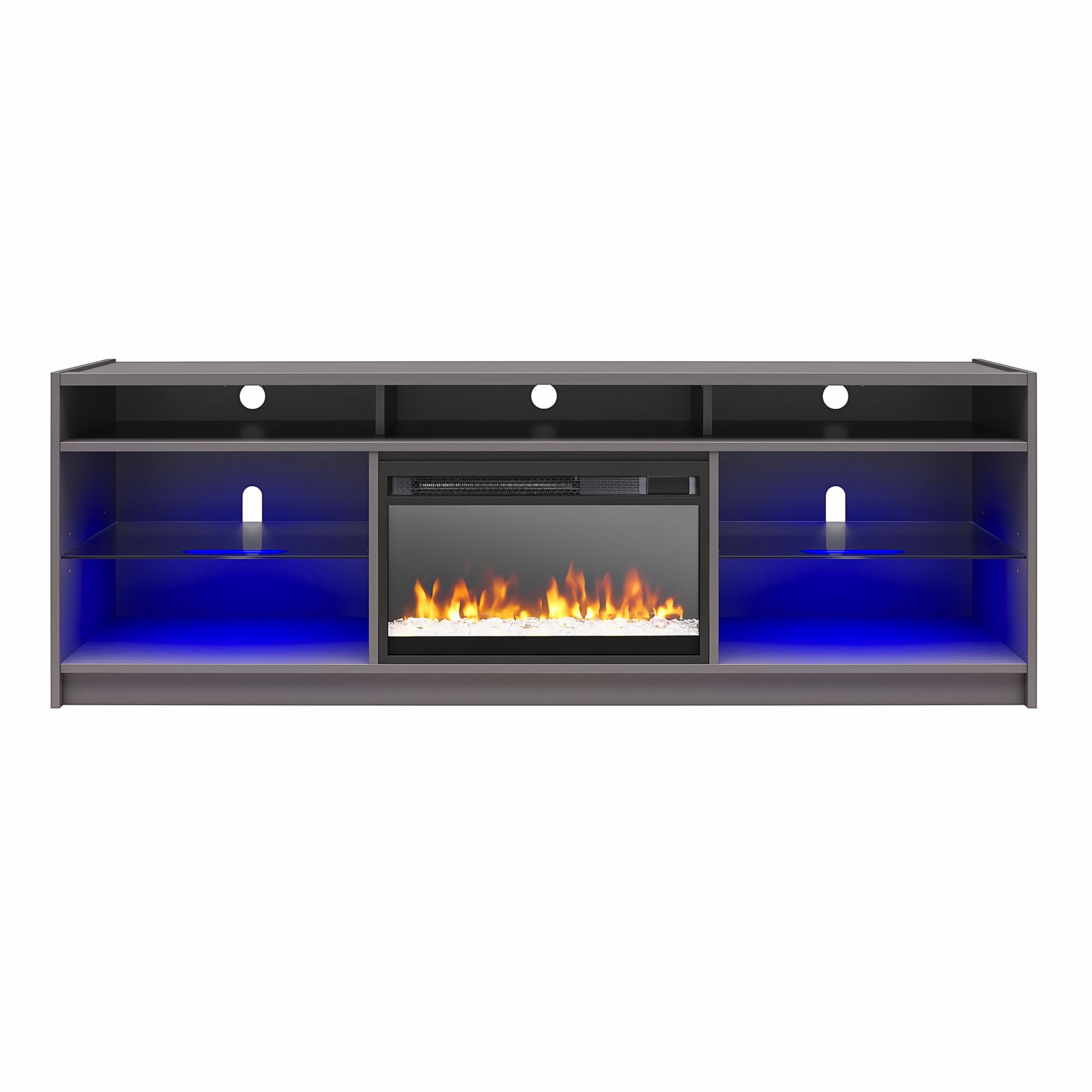 Ameriwood Home Lumaria Electric Fireplace TV Stand for TVs up to 65", Graphite Gray