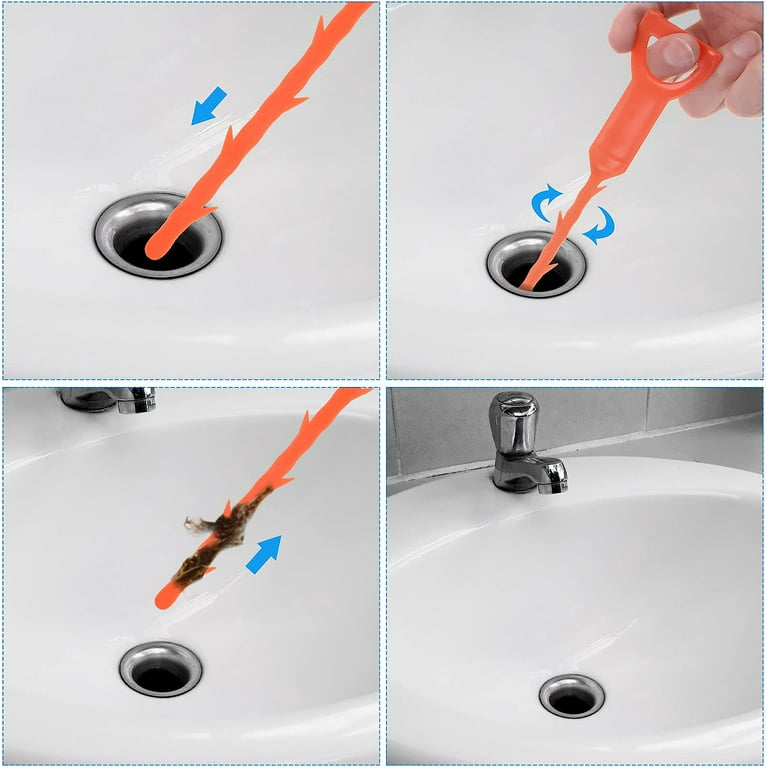 51cm 3PCS Long Drain UnBlocker Stick Tool Hair Remover Sink Shower Bath  Cleaner