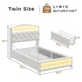 thumbnail image 2 of Afuhokles Twin Size Bed Frames, Velvet Upholstered Platform Bed with Led Lights and 2 Drawers, Headboard with Charging Station, Guardrail, Crystal Button, White, 2 of 9