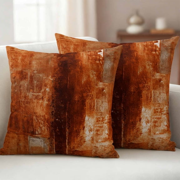 Pack of 2 Outdoor Pillow Covers,Waterproof Burnt Orange Throw Pillow Covers,Retro Oil Painting Modern Abstract Art Aesthetics Pillowcases Cushion Covers Couch Pillow Sham Protector 24x24 Inch