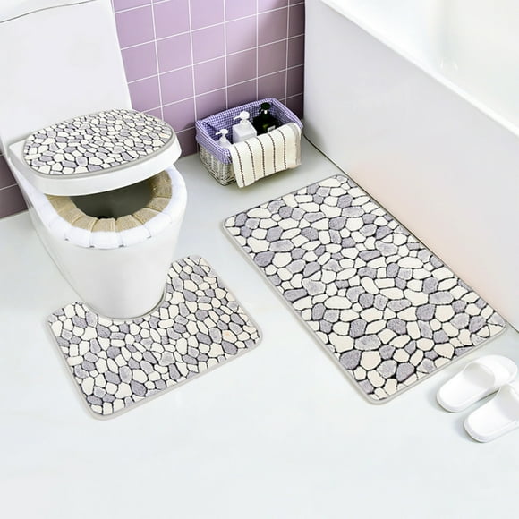 Dvkptbk 3-Piece Bathroom Carpet, Super Soft Non Slip Bathtub Carpet and Absorbent Bath Mat, Bathroom Carpet, Plush Bath Mat for Bathroom Seat Cushion Home Decor