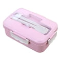thumbnail image 4 of Boîte à Lunch Multi Compartiments Écologique Portable Bento Box pour Étudiant Maison École Bureau Rose, 4 of 14