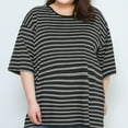 thumbnail image 7 of Breaise Plus Size Stripe Shirt for Women Maternity Striped Stretch Short Sleeve Top Casual Maternity Nursing Top Oversize Round Neck Pregnancy Blouse, 7 of 7
