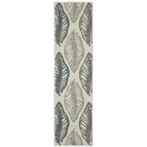 2' X 7' Beige Floral Stain Resistant Indoor Outdoor Area Rug