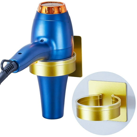 Soporte para secador de pelo Oukimly, organizador de pared de metal dorado