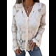 thumbnail image 3 of Blusa de Larga con Botones, Escote en V y Bordado Recortado, Cárdigan de Media Calada Albaricoque XL, 3 of 8