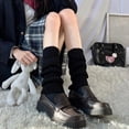 thumbnail image 3 of JK Lolita-calcetines largos de punto para mujer, calentadores de piernas, calcetines de ganchillo góticos, puños de botas, blanco, Y2K, Punk, otoño e invierno, nuevo, 3 of 4