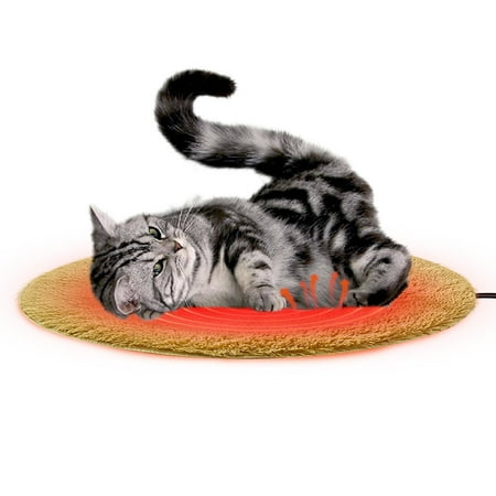 Gytml Round Pet Heating Plush Pad For Dogs And Cats Comfortable Constant Temperature Cat Heating Mat With Chew Resistant Cord For Indoor & Sheltered Outdoor Use Green-One Size