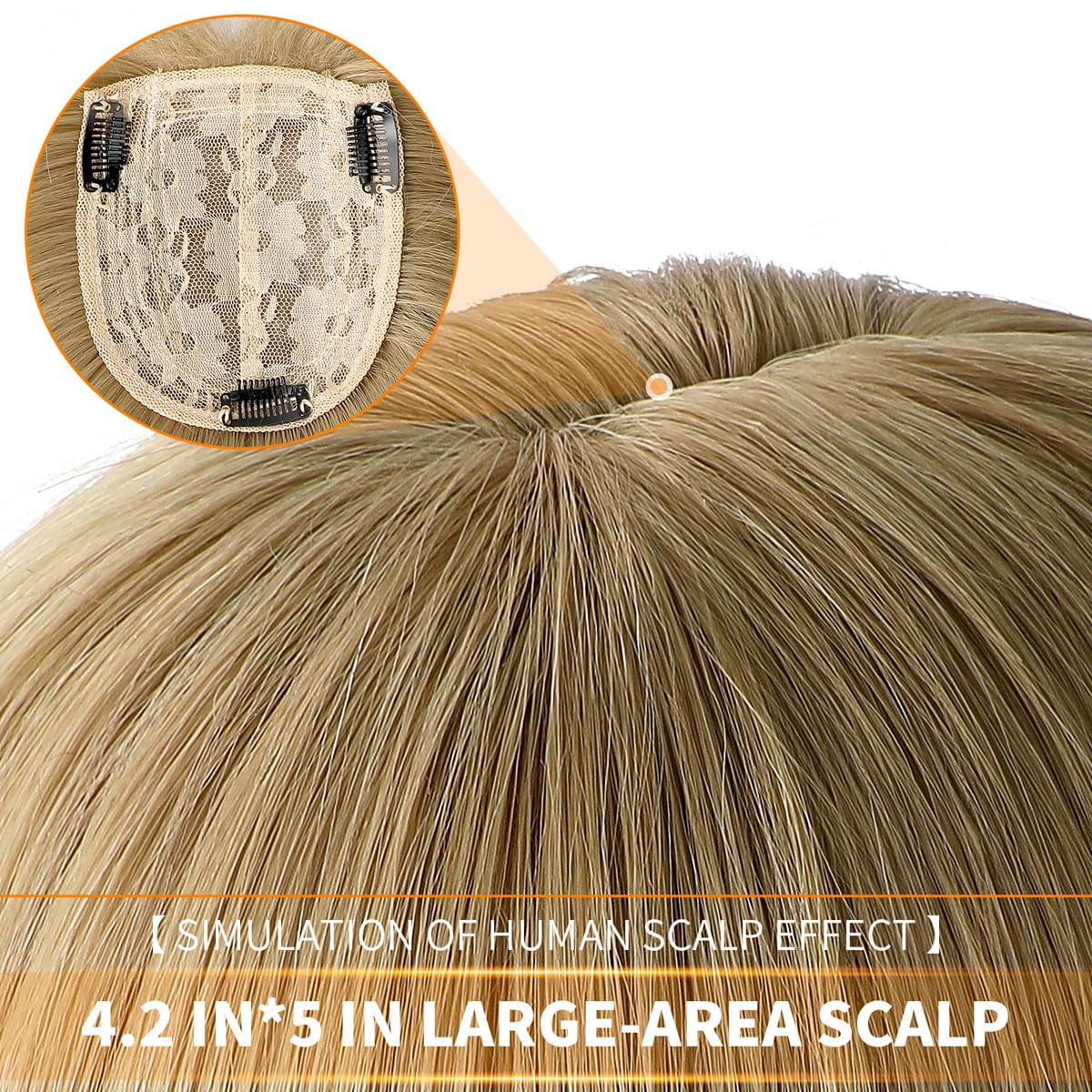 14" Hair Topper with Bangs Clip in Top Extensions 200% Density Silk Base Top Hairpieces Straight Crown Wiglet for Thinning  Hair Women