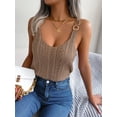 thumbnail image 3 of ZOELNIC Womens Tank Tops Crew Neck Spring Summer Camisole Metal Buckle Straps Cami Top Sleeveless Knitted Shirt, L, 3 of 7