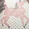 thumbnail image 6 of SAFAVIEH Carousel Kids Dalach Unicorn Area Rug, Ivory Gray/Pink, 3' x 3' Square, 6 of 11