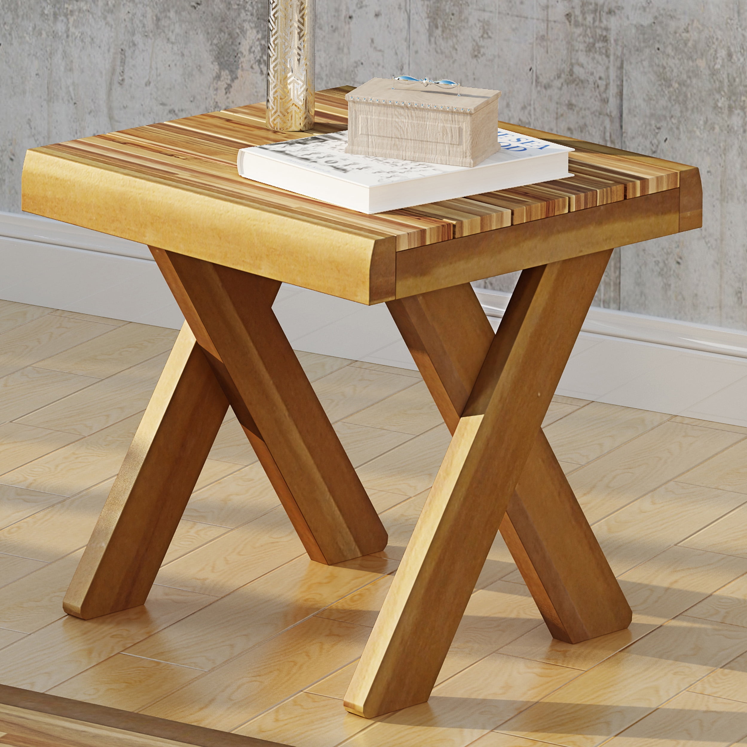 Noble House Indoor Farmhouse 3 Piece Acacia Wood Table Set, Teak