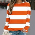 thumbnail image 3 of Scyoekwg Sweatshirt for Women Round Neck Raglan Sleeve Sweatshirt Long Sleeve Striped Dressy Casual Blouse Tops for Women Trendy Loose Pullover (Orange,M), 3 of 4