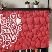 Happ Valentine's Day Rod Pocket Curtain Valance, Red Love Hearts Romantic Farmhouse Window Valance for Living Room, Bedroom, Kitchen 42W x 12L