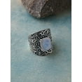 thumbnail image 6 of YoTreasure 9x11MM Moonstone Ring 925 Sterling Silver Oxidized Wide Band Boho Jewelry, 6 of 8
