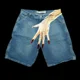 thumbnail image 2 of Pantalones cortos de mezclilla con estampado gráfico de hip hop con dedos góticos, pantalones cortos de gimnasio holgados azules retro Y2k, pantalones cortos de baloncesto para hombres, 2 of 4