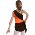 thumbnail image 2 of dPois Combinaison Asymétrique pour Filles Justaucorps de Danse Ballet Rythmique Froncé Orange 8, 2 of 7