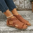 thumbnail image 5 of Dakaela Womens Suede Sandals Hollow Peep Toe Dressy Booties Ankle Buckle Footbed Walking Shoes, 5 of 7