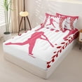 thumbnail image 2 of Homewish Pink Dripping Baseball Stitch Hitter Silhouette Graphic Zipper Twin Comforter Sets with Fitted Sheet and 2 Pillowcases,Sport Graphic Zipper Bedding Set,4-Piece, 2 of 6