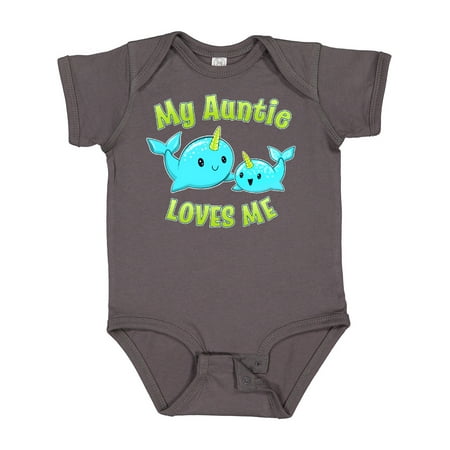 

Inktastic My Auntie Loves Me- Cute Narwhal Boys or Girls Baby Bodysuit