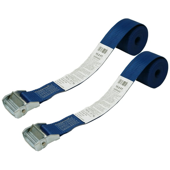 CustomTieDowns 2 Pack, 2 Inch x 10 Foot Cinch Strap With A Rust Proof Cam Buckle. Endless Loop (No Hooks) 8557