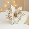thumbnail image 4 of 1 Pcs Large Poinsettias Christmas Tree Flower Glitter Silk Flower Picks Ornaments for Wreath Garland Wedding Decoration (Rose Gold), 4 of 7