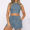 thumbnail image 2 of Maean Women's Trendy Outfits 2 Piece Sets Sleeveless Crop Tops and Casual Drawstring Sweatpants with Pockets, 2 of 7