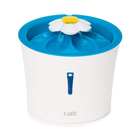 Fuente de agua Catit LED Flower para gatos, 3 litros, con filtro de triple acción