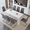 WhiteTable+Dark Gary*8, variant on StnTalk Dining Table Set for 8, 71" Modern Dining Room Set with Upholstered Cantilever Chairs, 9 Piece Kitchen Table Set for Family Gatherings