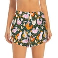 thumbnail image 2 of Picia Roosters and Chicks Pattern Women's 2 in 1 Athletic Running Shorts High Waisted Workout Casual Gym Sweat Shorts with Comfy Liner Zipper Pockets-Small, 2 of 9