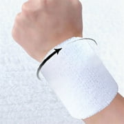 JeashCHAT Sports Wristbands Absorbent Breathable Cotton Sweatband for Men and Women, Wrist Band for Tennis Football Basketball Running Gym (White)