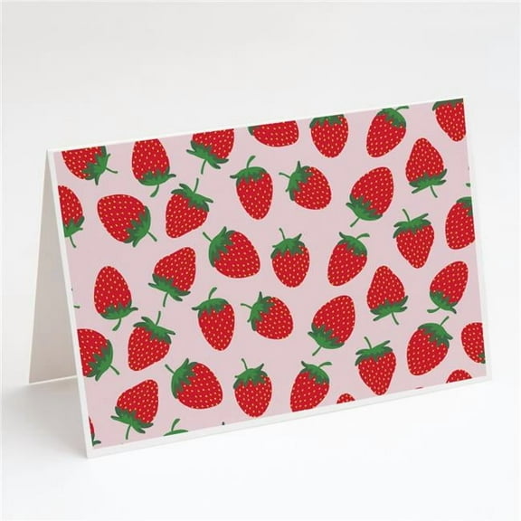 Strawberries on Pink Greeting Cards & Envelopes - Pack of 8