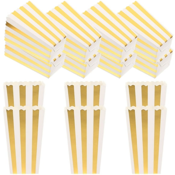 SHISUYAN Golden Paper Popcorn Boxes for Party Use Large Capacity Disposable Containers 24pcs
