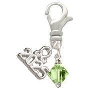 Delight Jewelry August - Lime Green Crystal Bicone - Silver-tone Clip on Charm with Mini Year 2025