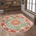 thumbnail image 1 of Alfombra Turca Decorativa Redonda Vintage Rosette Imprint Para Sala Recámara Cocina Hotel Oficina 150x150 cm, 1 of 5