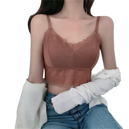 

Women S Wireless Padded Bralette With Adjustable Strap Lace Bra Breathable Underwear One Size