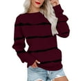 thumbnail image 6 of miqiqism Women Striped Oversized Sweatshirt Juniors Trendy Color Block Crew Neck Sweatshirts Comfy Long Sleeve Shirt Casual Drop Shoulder Pullover Top Fall Clothes,Wine,XX-Large, 6 of 6