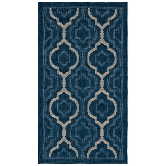 Safavieh Courtyard Bayon Geometric Indoor/Outdoor Area Rug, Navy/Beige, 2' x 3'7"