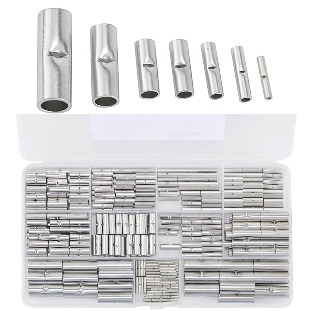 300Pcs Butt Terminals Electrical Wire Connectors Splices Crimp Terminals Sleeve