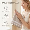 thumbnail image 7 of REGALWOVEN 2 Pack Pure Cotton Hand Towels with Textured Stripe Border, Soft Absorbent Quick Drying Decorative Towel Set for Bathroom Camel 29" x 13", 7 of 7